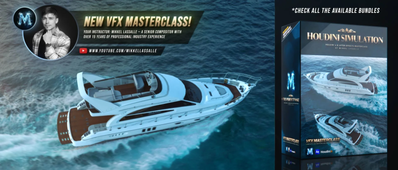 Houdini+AE 船行尾迹特效大师课：从流体物理模拟到 AOV 多通道合成-CG Tuto