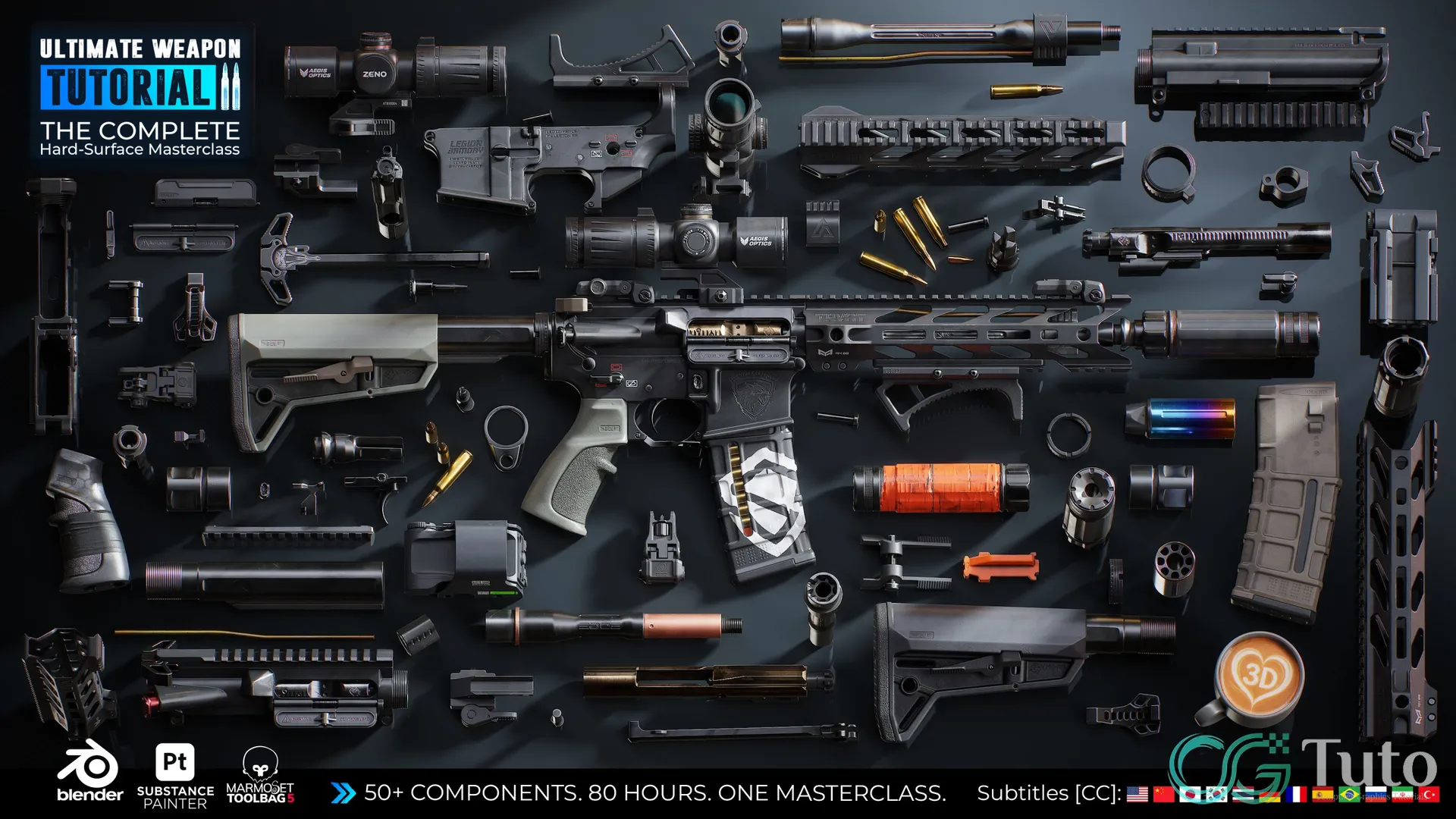 图片[2]-硬表面大师班：AR-15终极武器全流程-CG Tuto