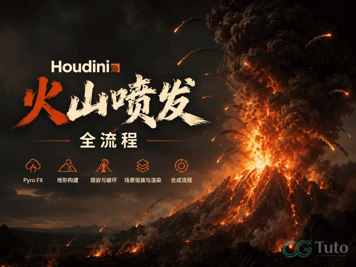 图片[1]-Houdini Pyro 火山喷发全流程-CG Tuto