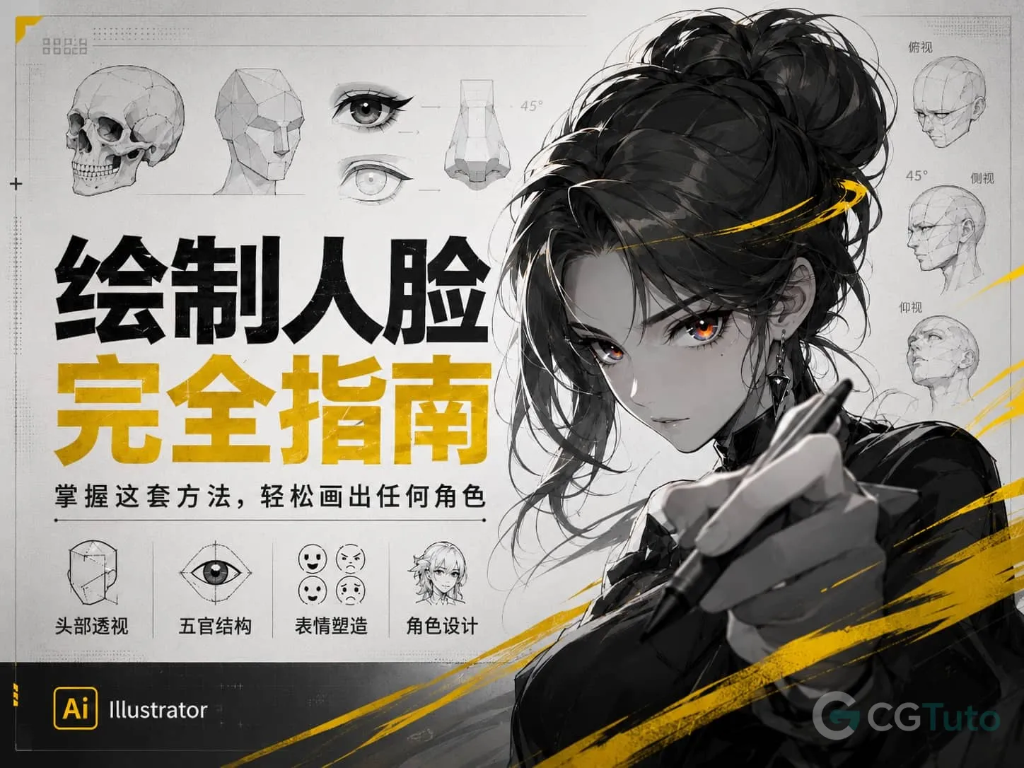 图片[1]-绘制人脸完全指南：掌握这套方法，轻松画出任何角色-CG Tuto