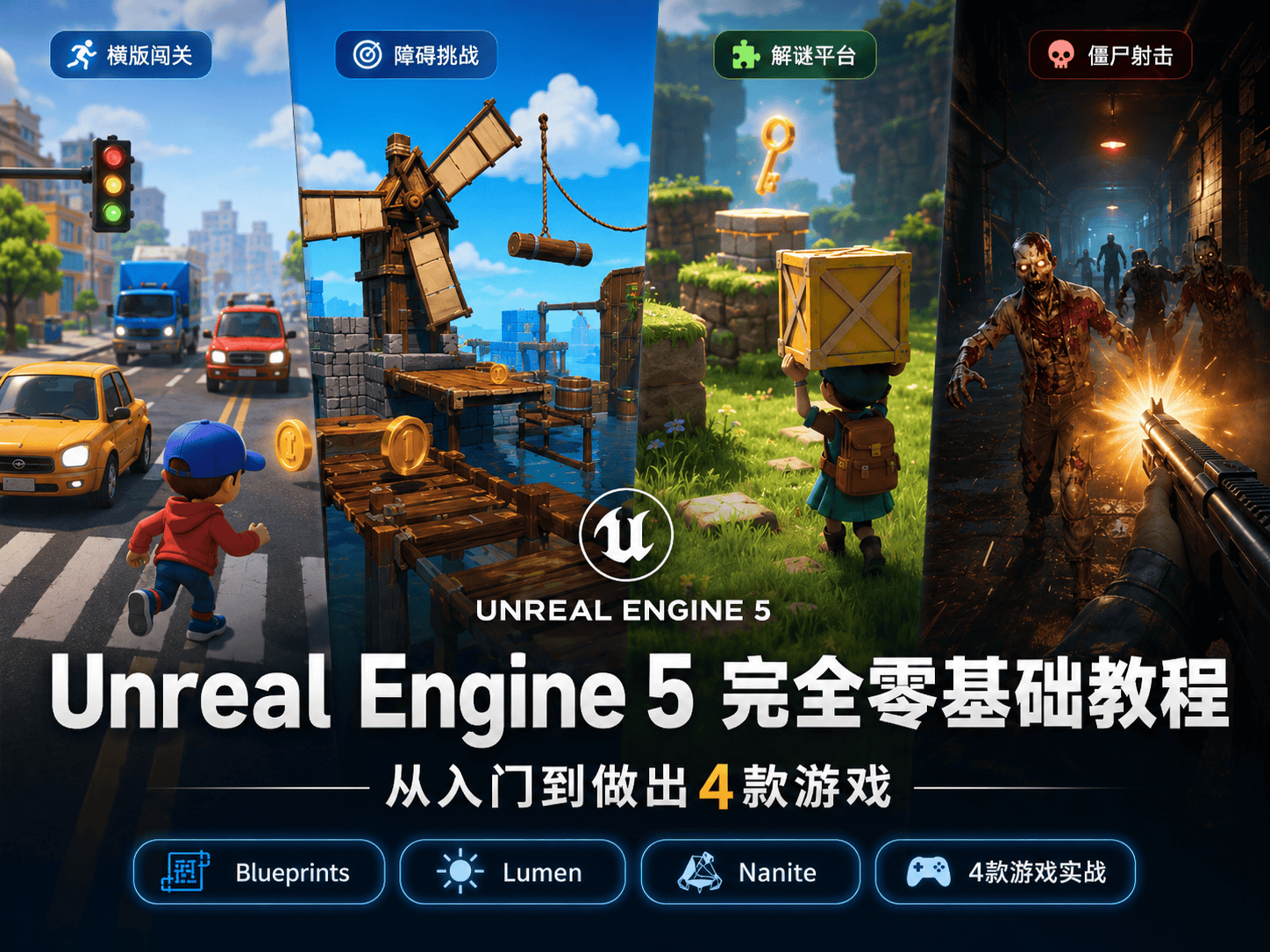Unreal Engine 5 完全零基础教程：从入门到做出4款游戏-CG Tuto