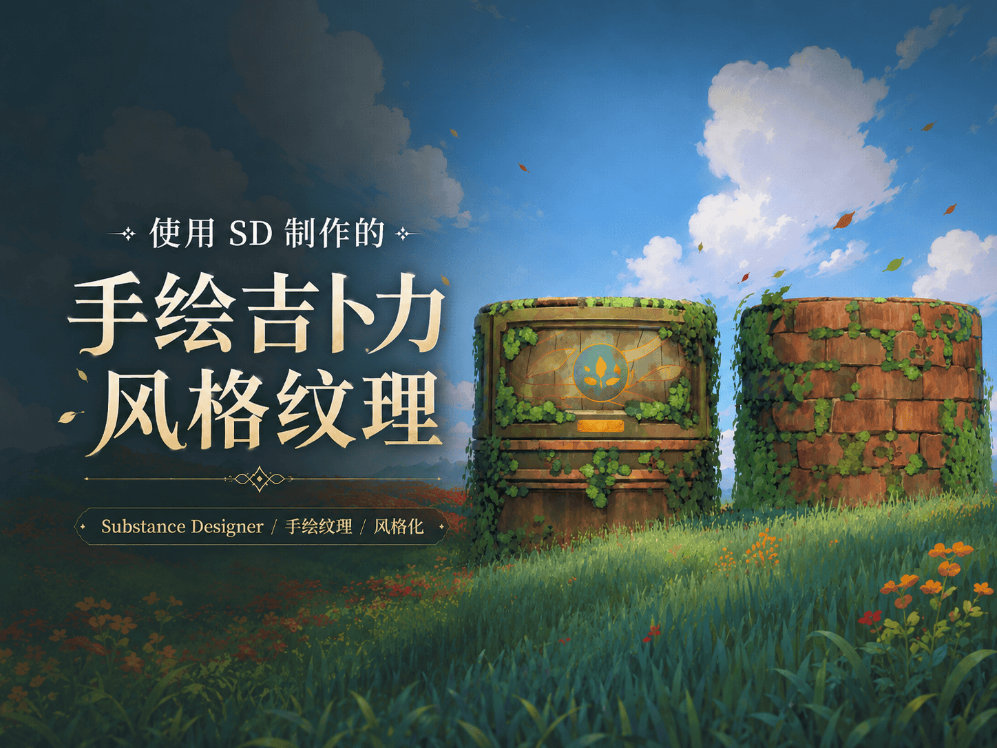 使用 SD 制作的手绘吉卜力风格纹理-CG Tuto