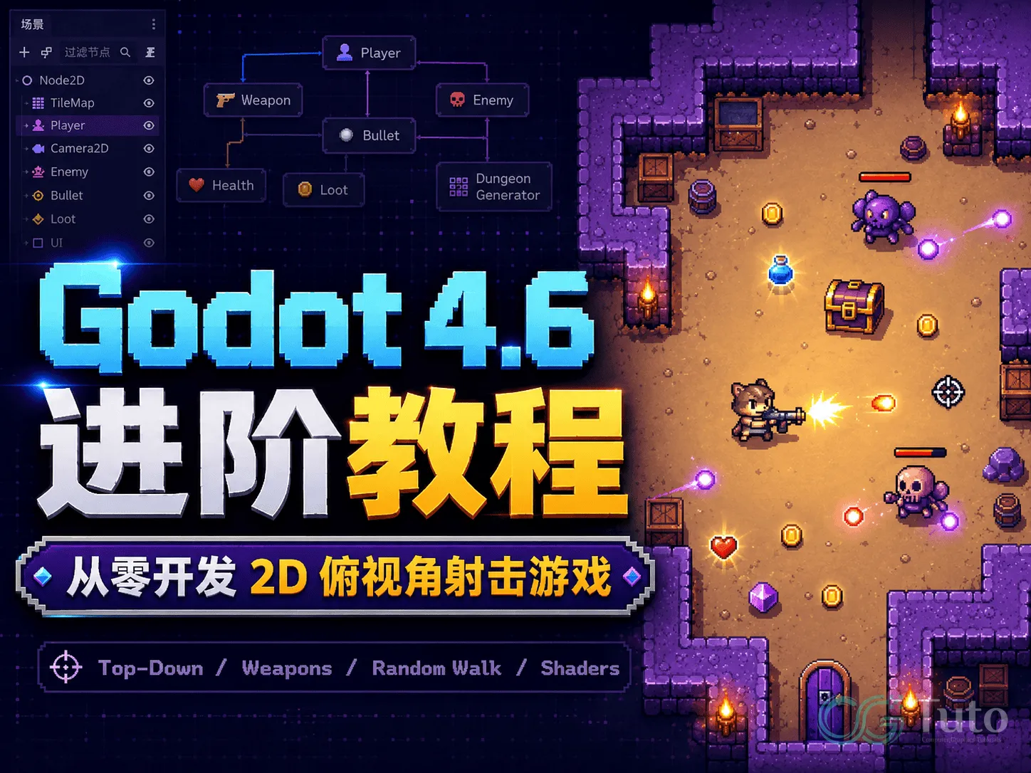 图片[1]-Godot 4.6 进阶教程：从零开发 2D 俯视角射击游戏-CG Tuto