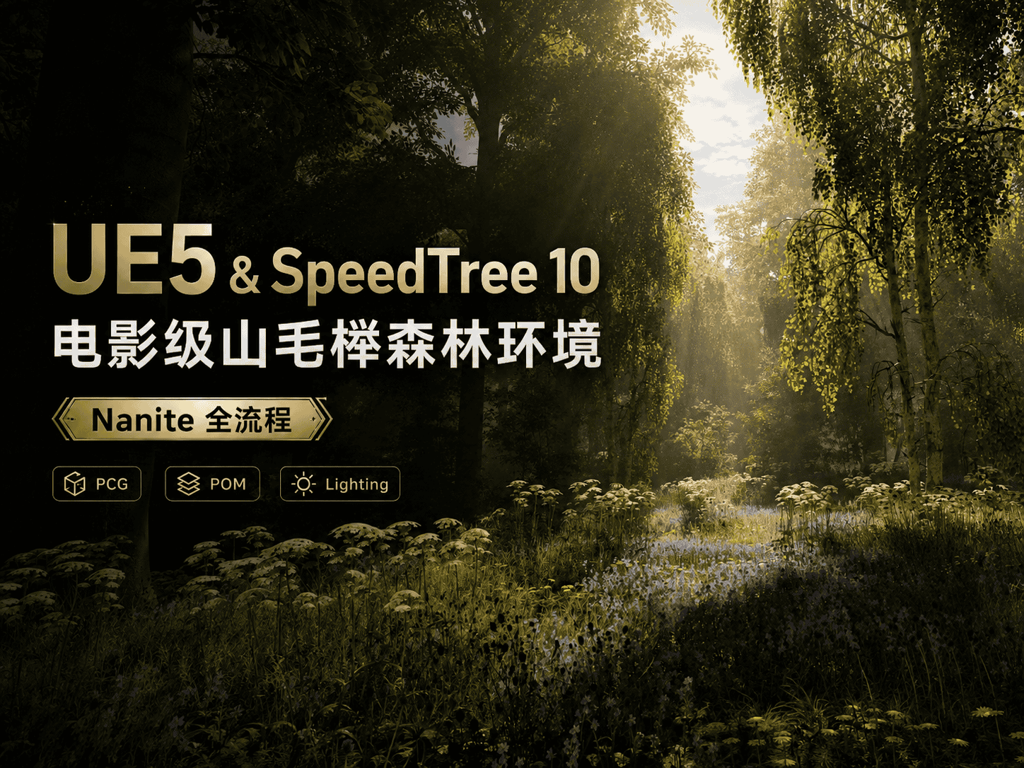UE5 & SpeedTree 10 电影级山毛榉森林环境 Nanite 全流程-CG Tuto