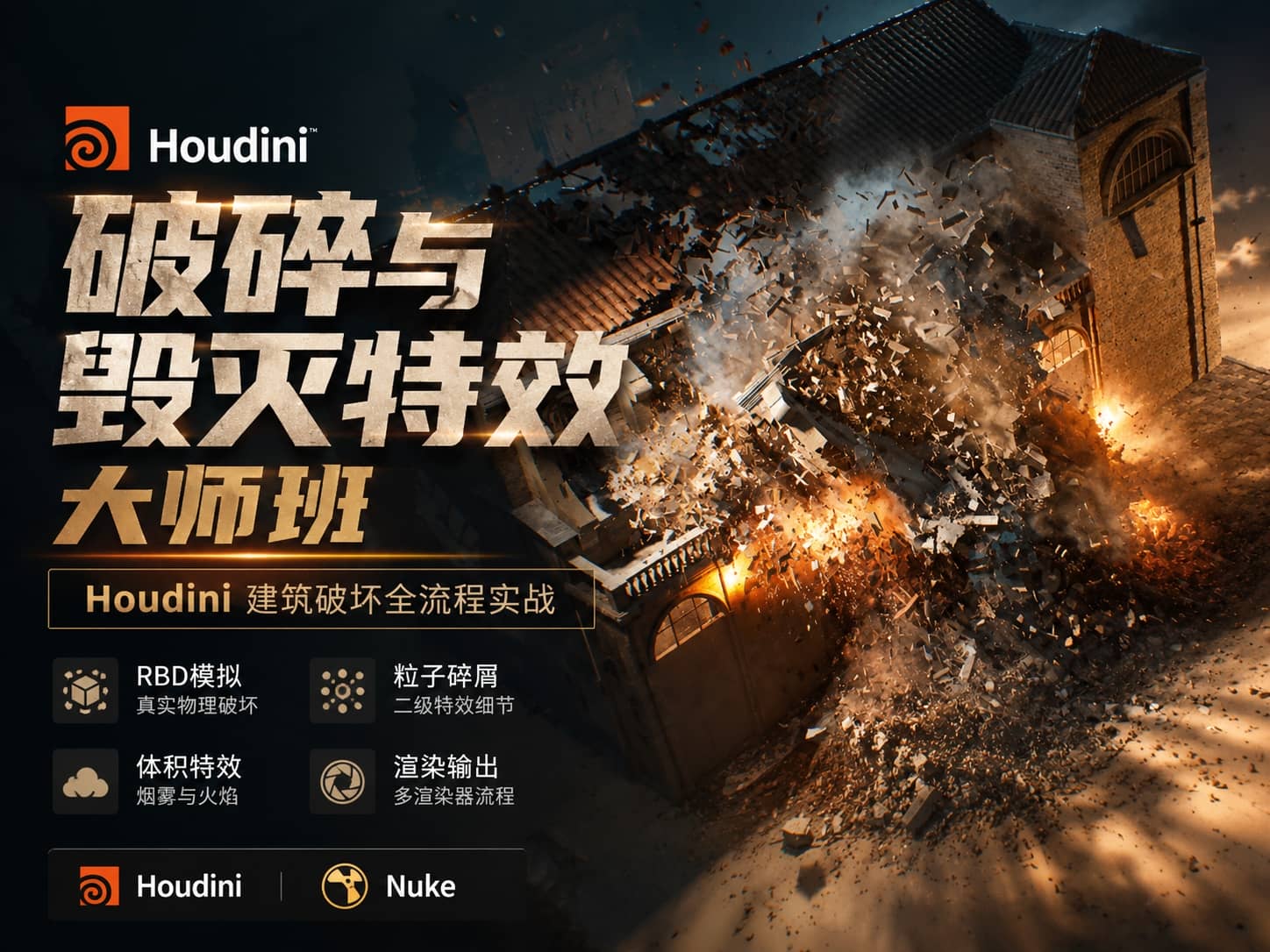 Houdini 破碎与毁灭特效大师班-CG Tuto
