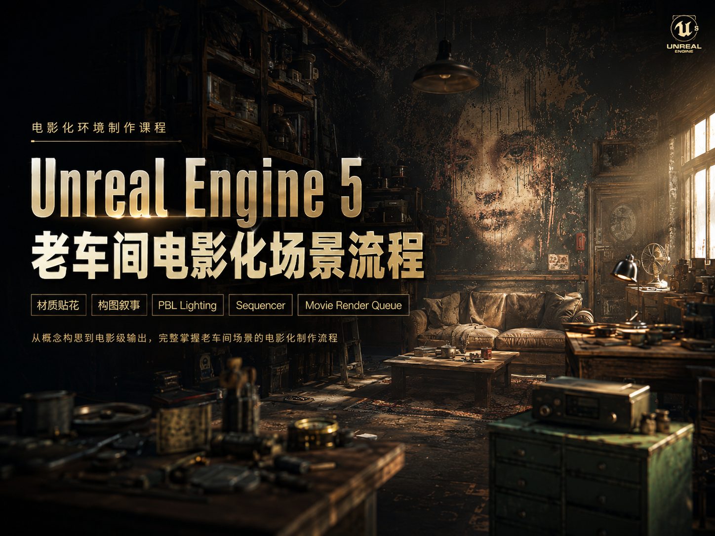 Unreal Engine 5老车间电影化场景流程-CG Tuto