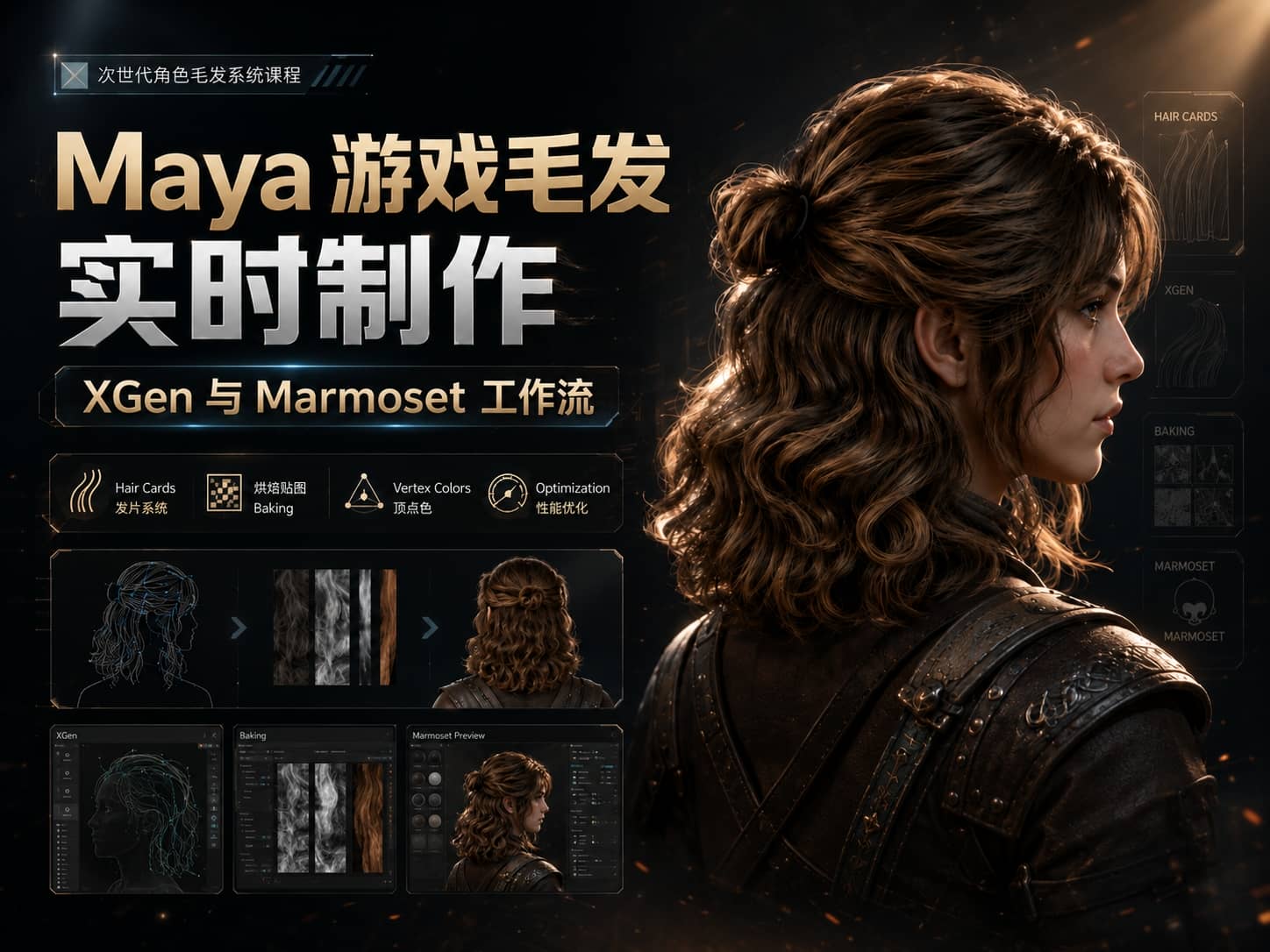 Maya游戏毛发实时制作： XGen 与 Marmoset 工作流-CG Tuto