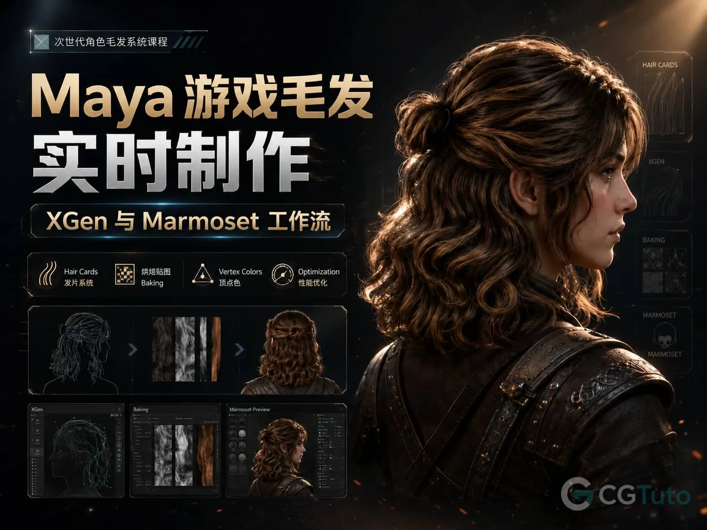 图片[1]-Maya游戏毛发实时制作： XGen 与 Marmoset 工作流-CG Tuto