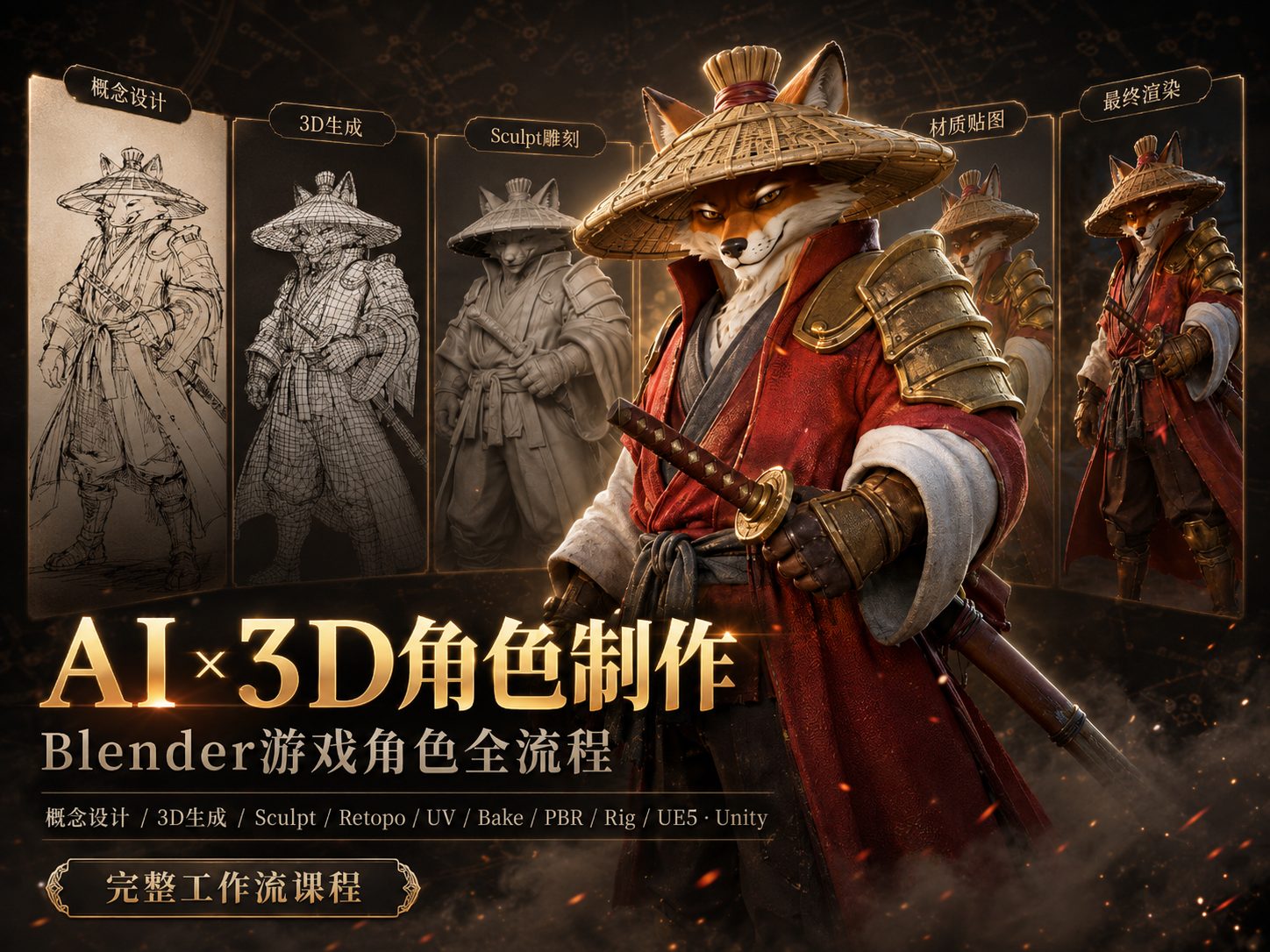 AI×3D角色制作：Blender游戏角色全流程-CG Tuto
