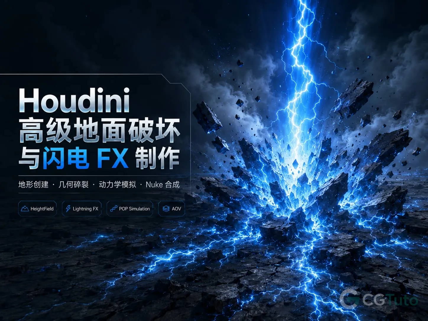 图片[1]-Houdini 高级地面破坏与闪电 FX 制作-CG Tuto
