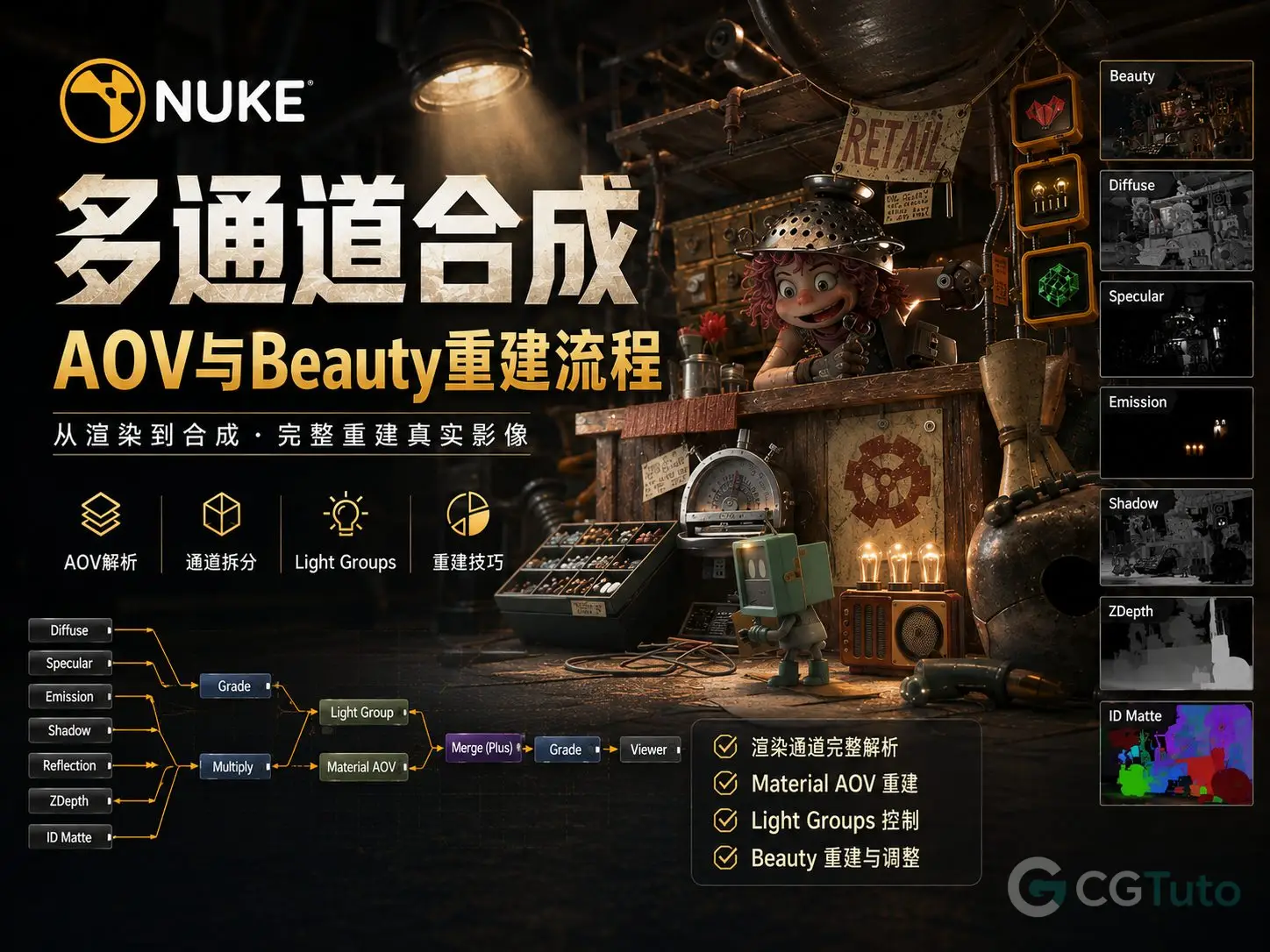 图片[1]-Nuke多通道合成：AOV与Beauty重建流程-CG Tuto