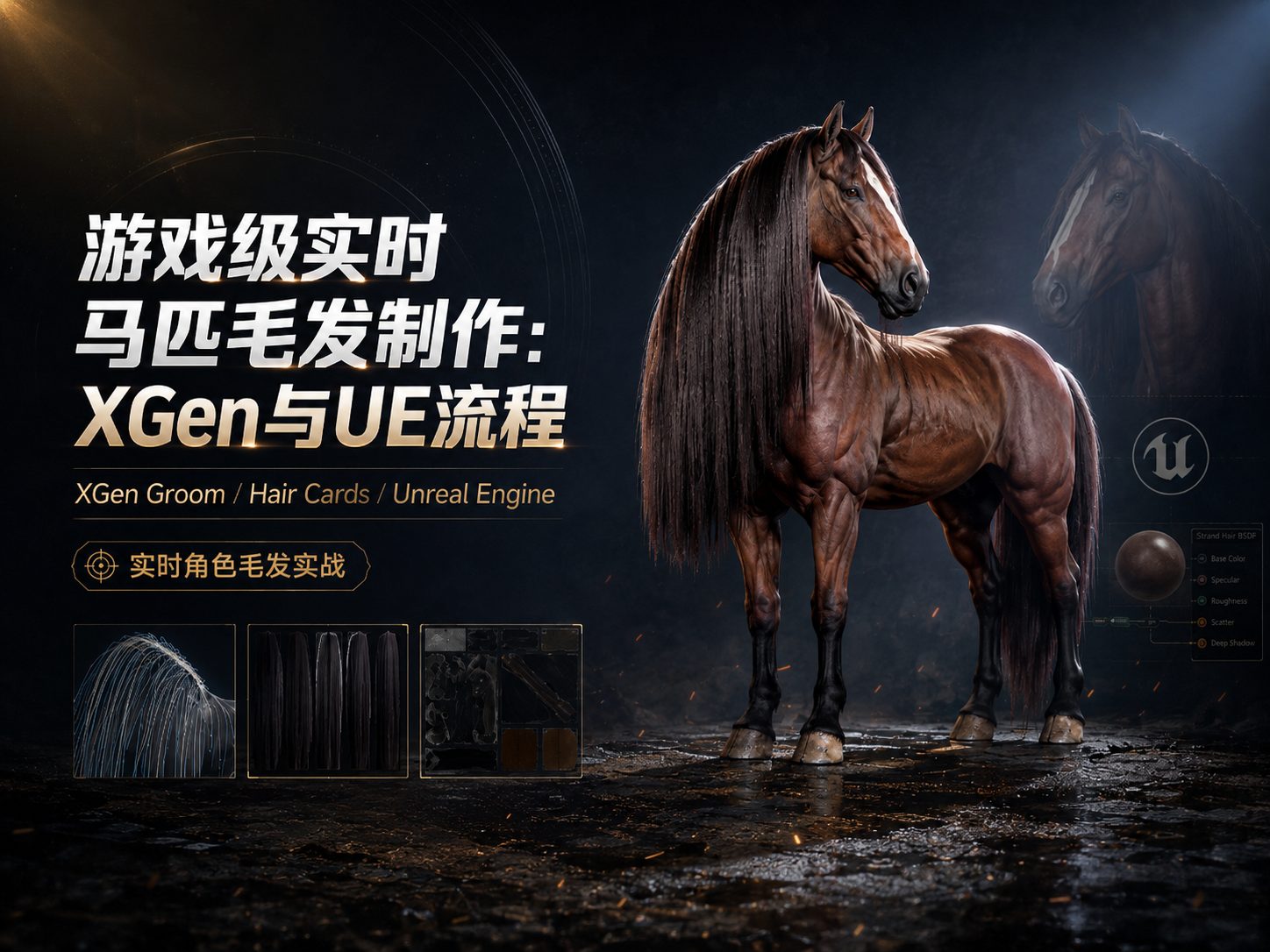 游戏级实时马匹毛发制作：XGen与UE流程-CG Tuto
