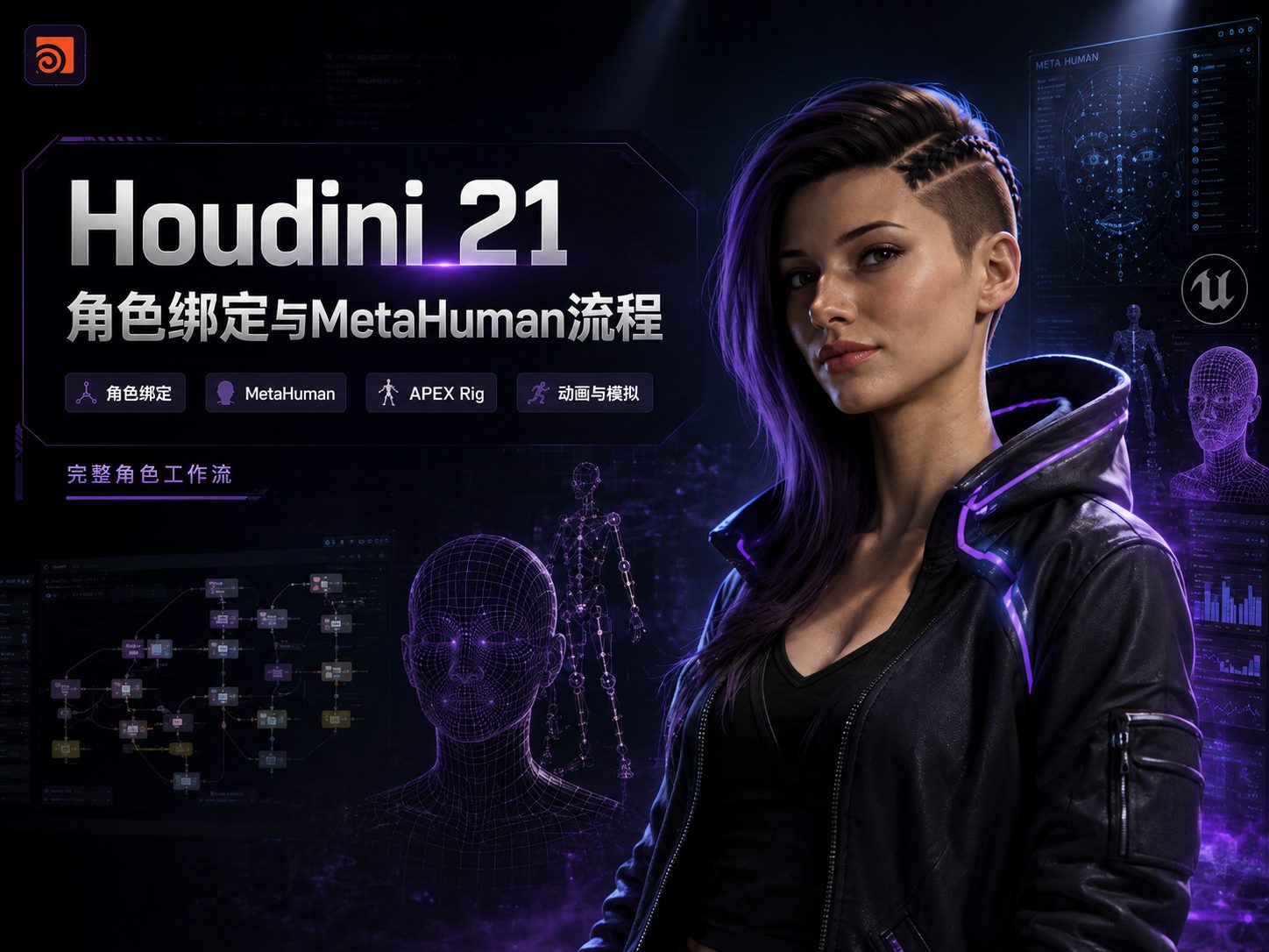 Houdini 21角色绑定与MetaHuman流程-CG Tuto