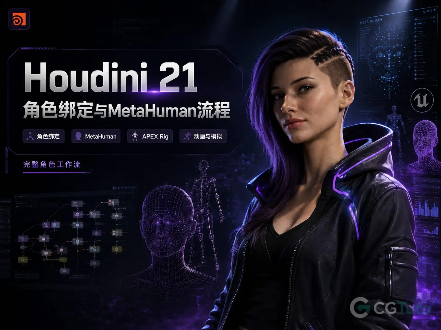 图片[1]-Houdini 21角色绑定与MetaHuman流程-CG Tuto