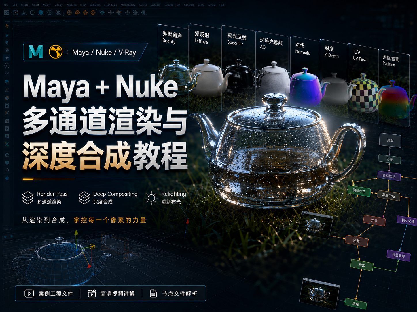 Maya + Nuke 多通道渲染与深度合成教程-CG Tuto
