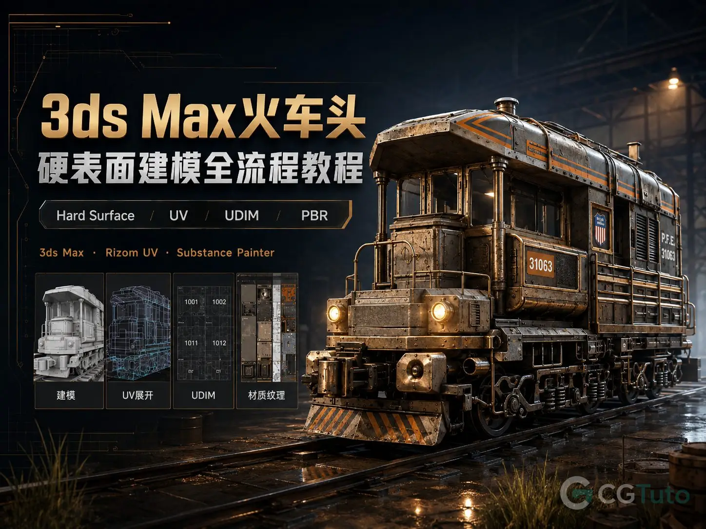 图片[1]-3ds Max火车头硬表面建模全流程教程-CG Tuto