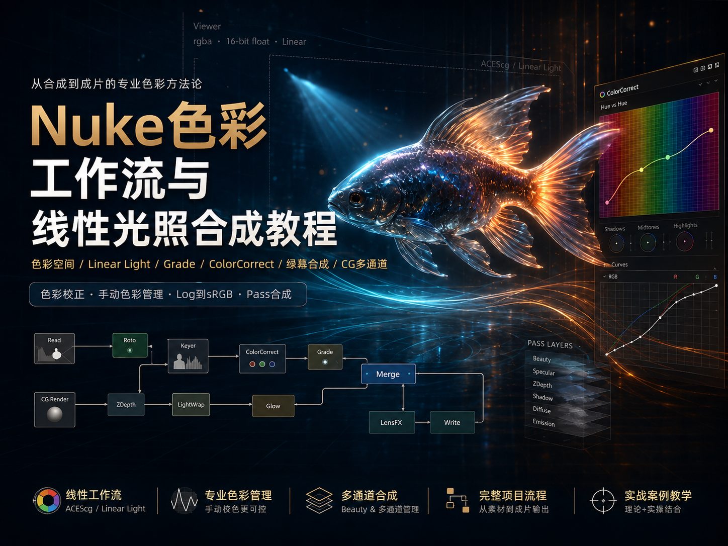 Nuke色彩工作流与线性光照合成教程-CG Tuto
