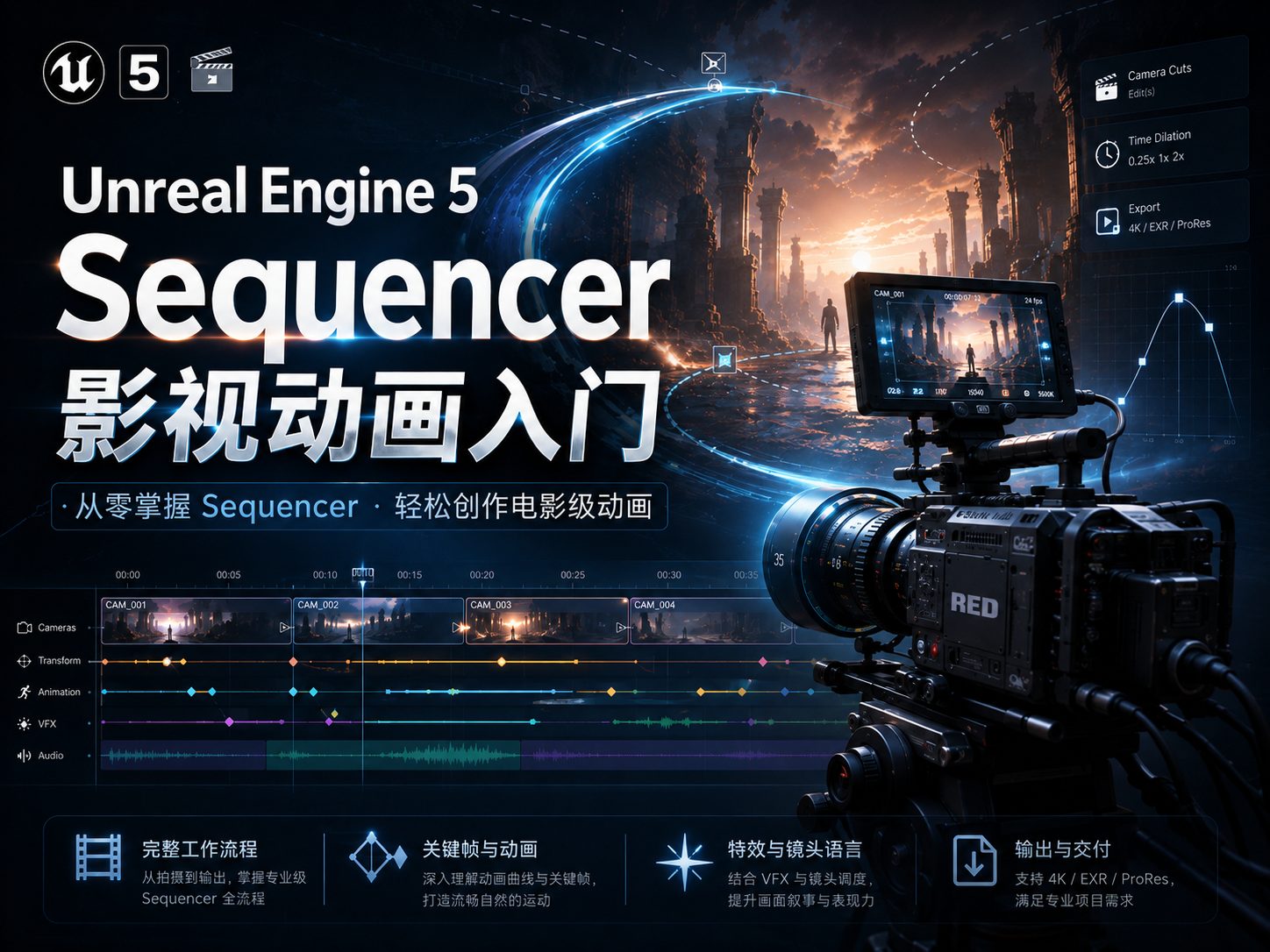 Unreal Engine 5 Sequencer影视动画入门-CG Tuto