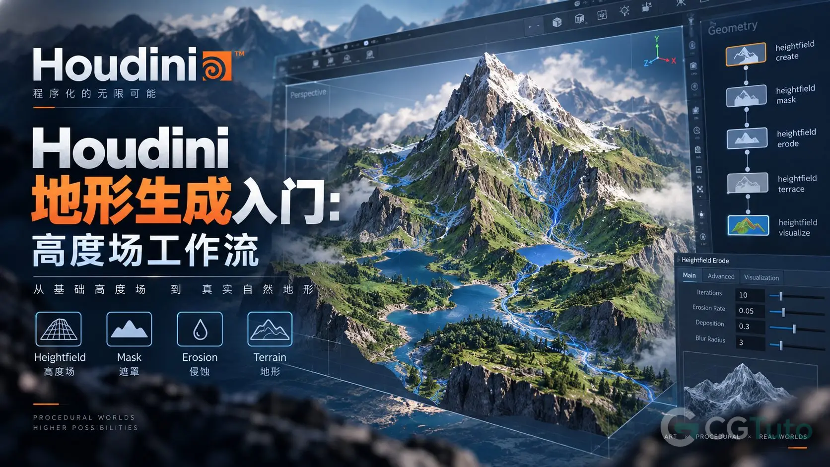 Houdini地形生成入门：高度场工作流-CG Tuto