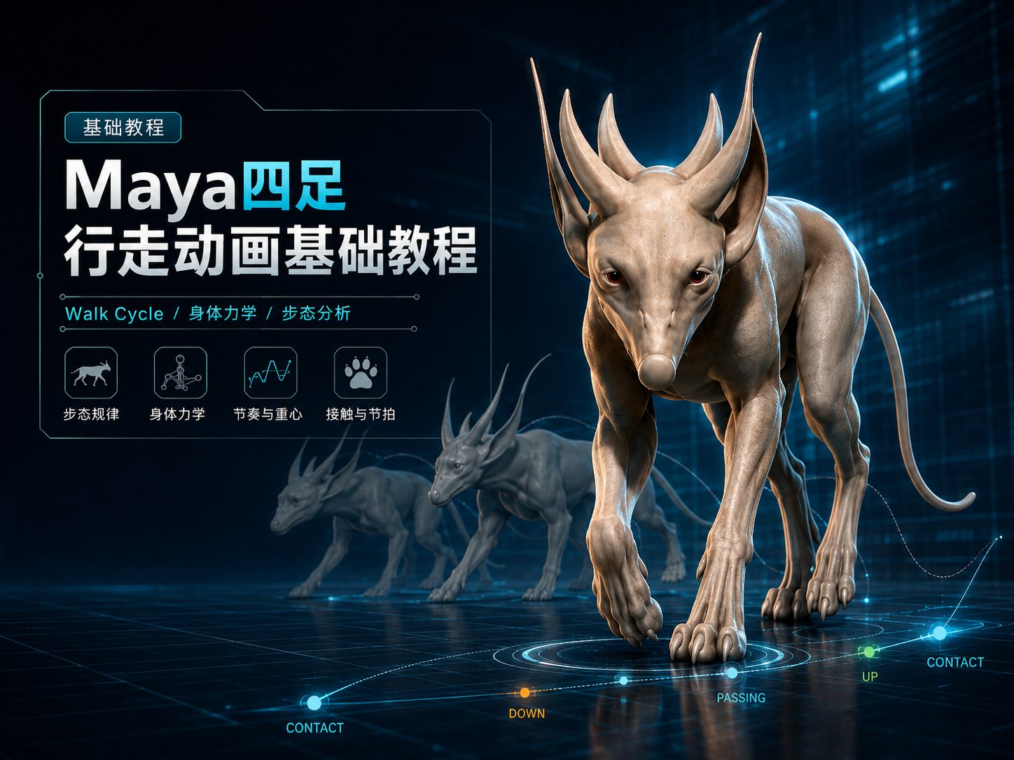 Maya四足行走动画基础教程-CG Tuto