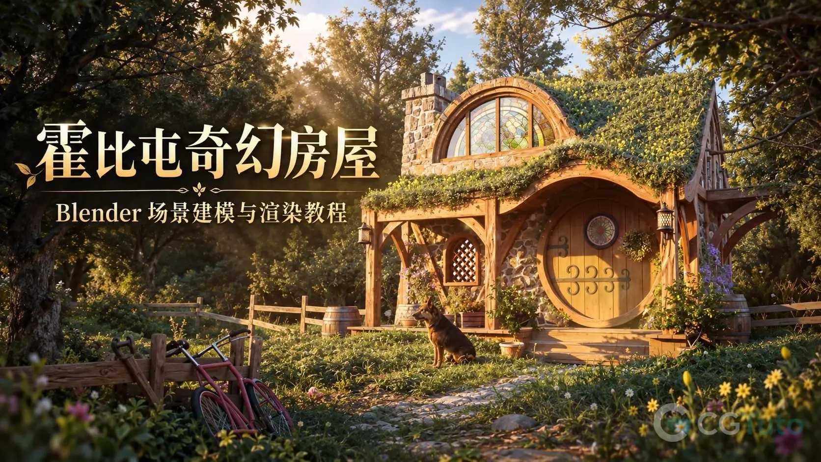 Blender霍比屯奇幻房屋场景建模与渲染教程-CG Tuto