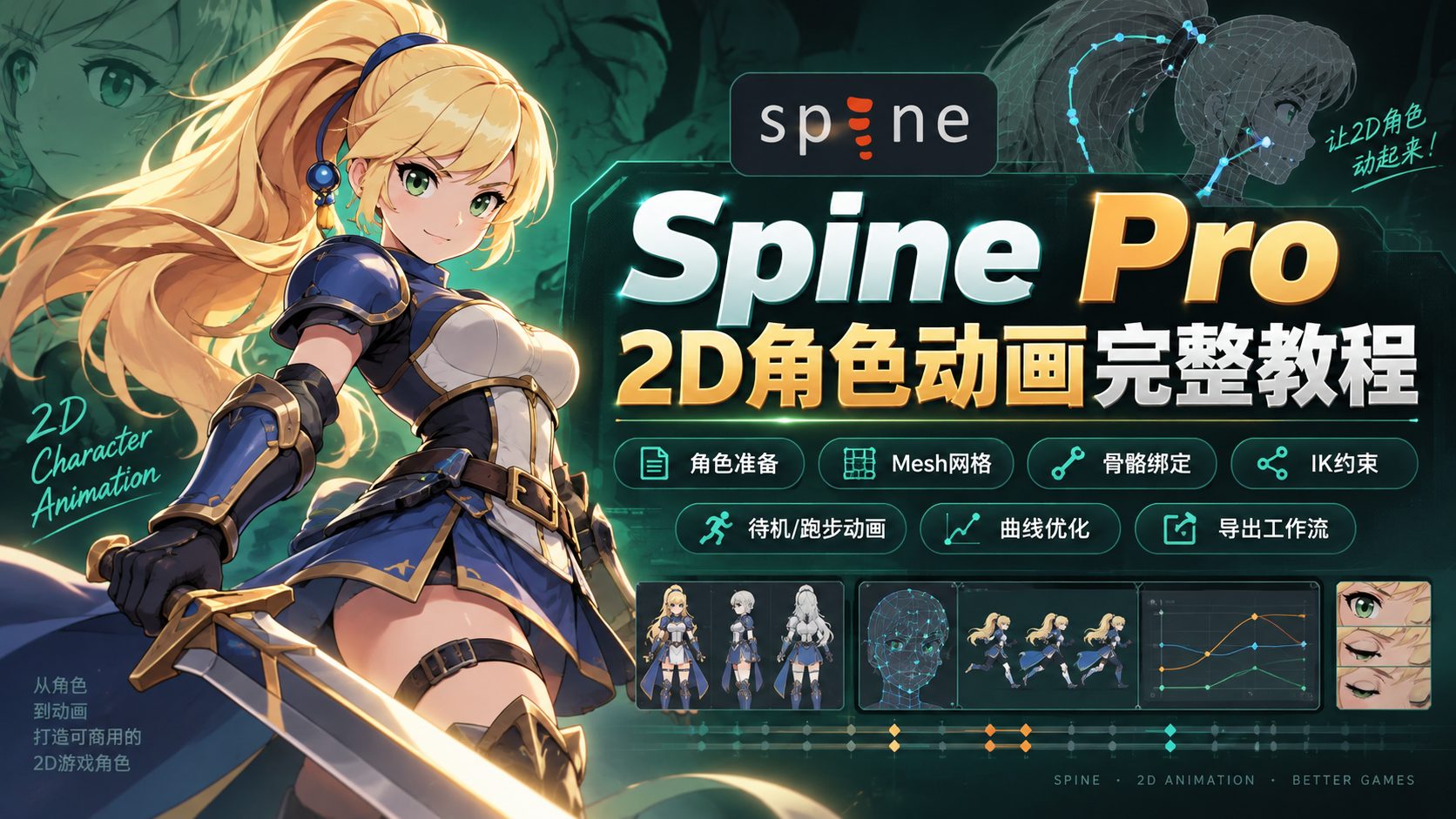 Spine Pro 2D角色动画完整教程-CG Tuto
