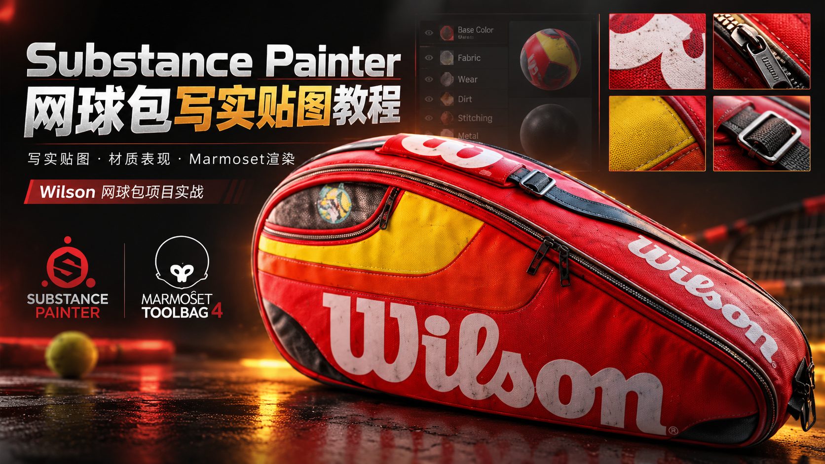 Substance Painter网球包写实贴图教程-CG Tuto