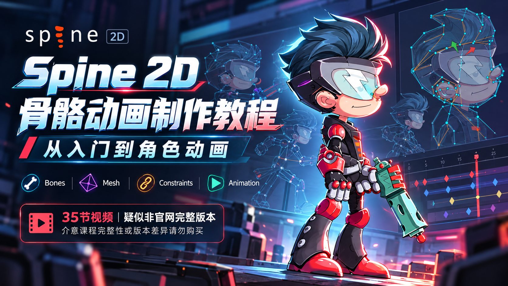 Spine 2D骨骼动画制作教程:从入门到角色动画-CG Tuto