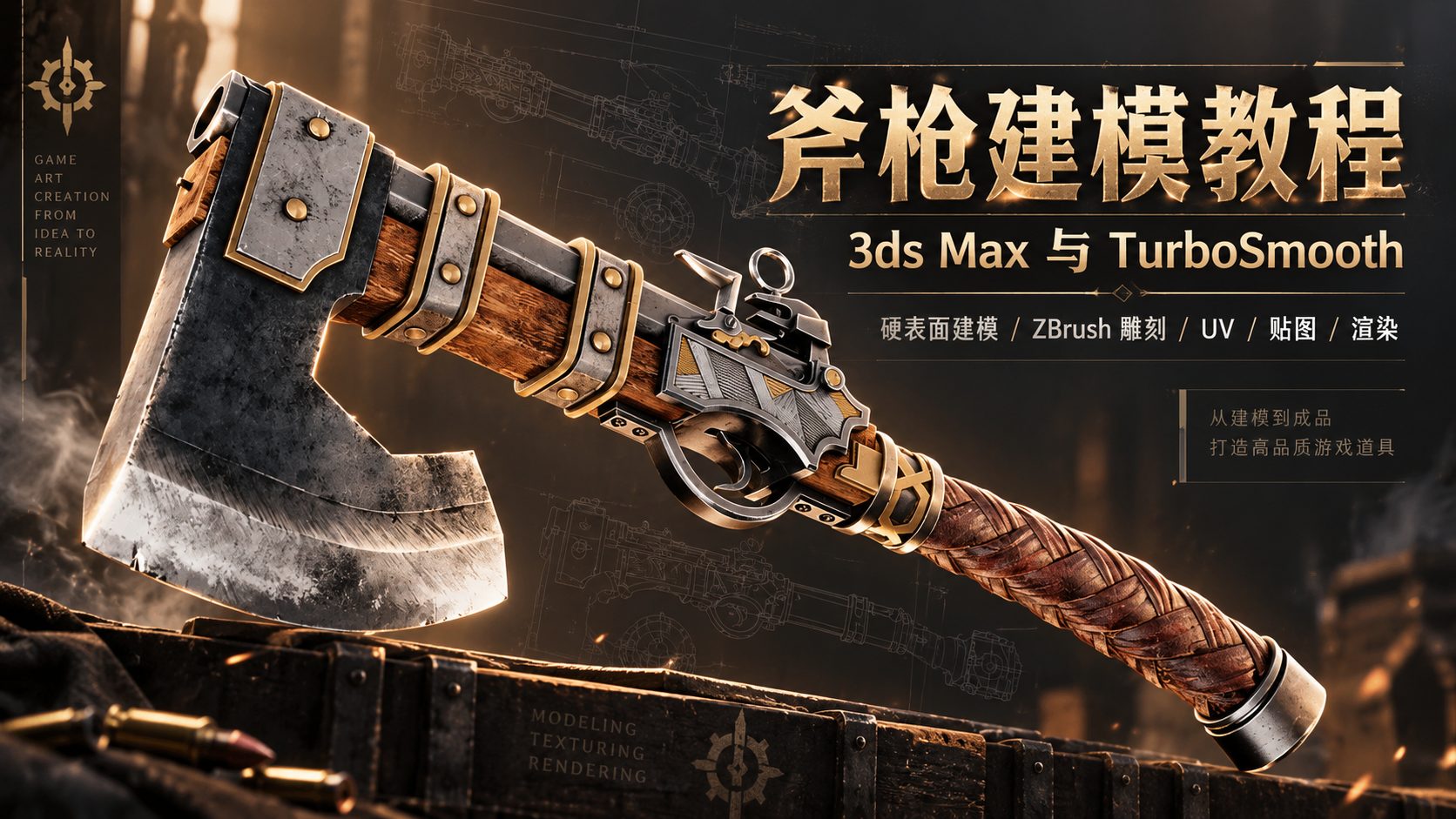 斧枪建模教程：3ds Max与TurboSmooth-CG Tuto
