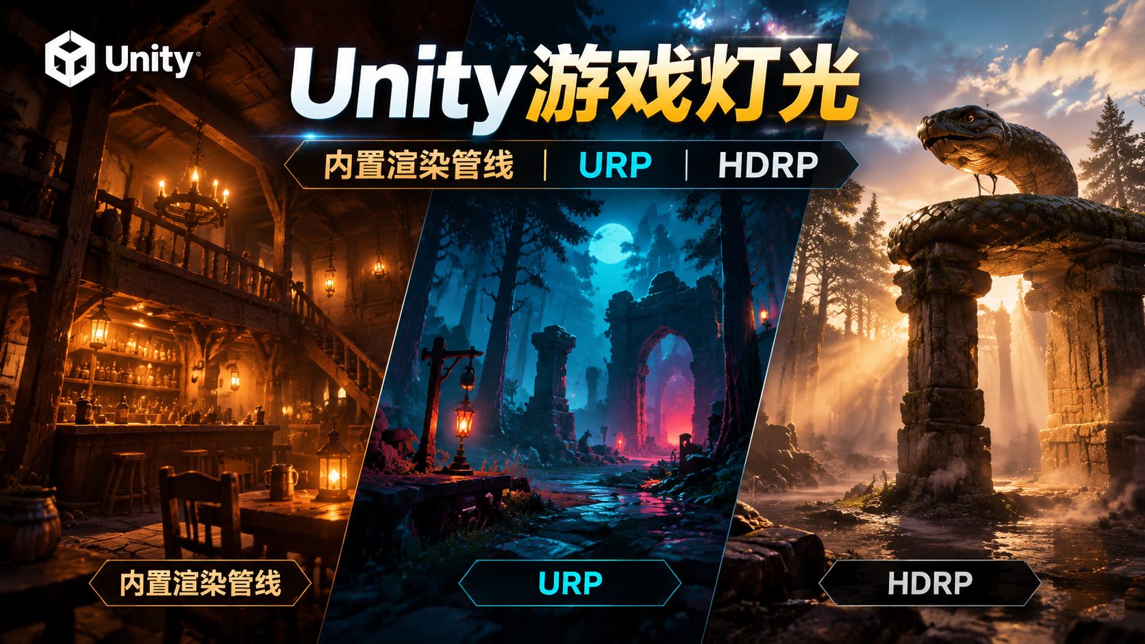 Unity游戏灯光：内置渲染管线、URP与HDRP-CG Tuto