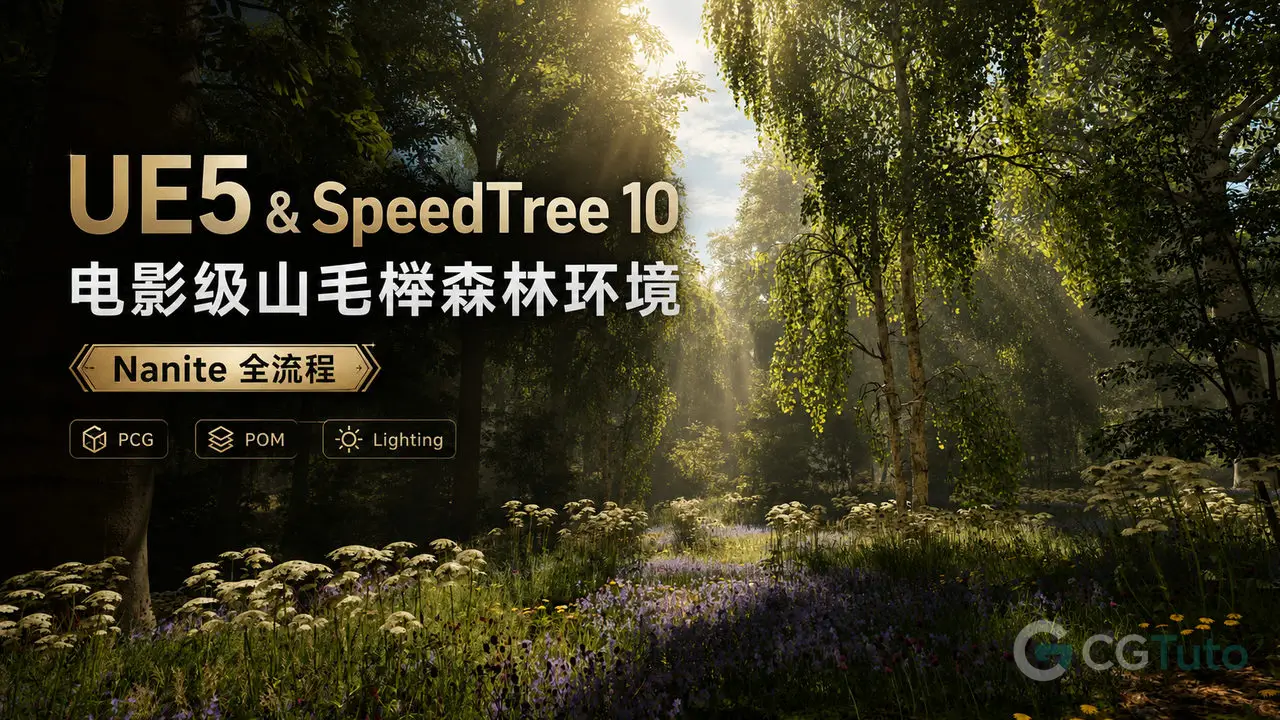 UE5 & SpeedTree 10 电影级山毛榉森林环境 Nanite 全流程-CG Tuto