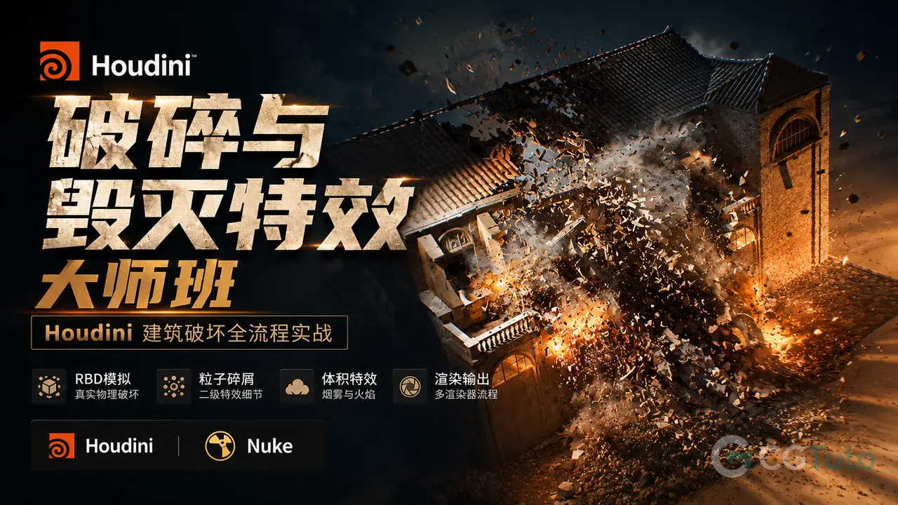 Houdini 破碎与毁灭特效大师班-CG Tuto
