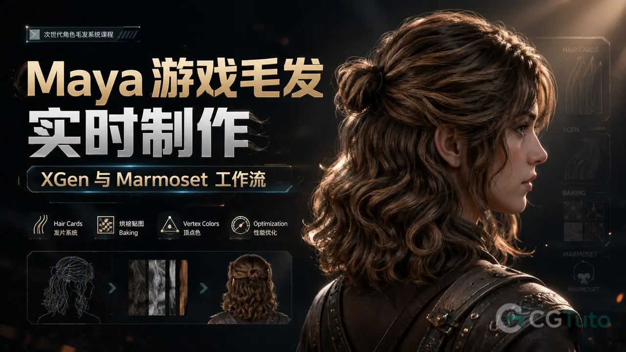 Maya游戏毛发实时制作： XGen 与 Marmoset 工作流-CG Tuto
