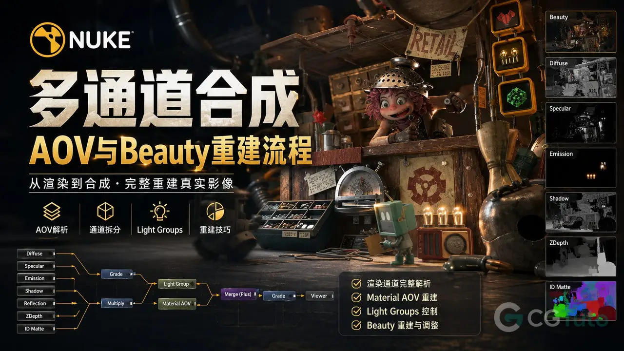 Nuke多通道合成：AOV与Beauty重建流程-CG Tuto
