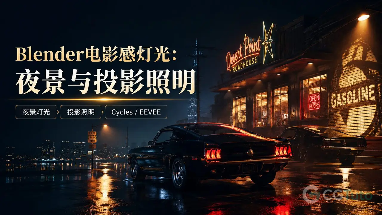 Blender电影感灯光：夜景与投影照明-CG Tuto