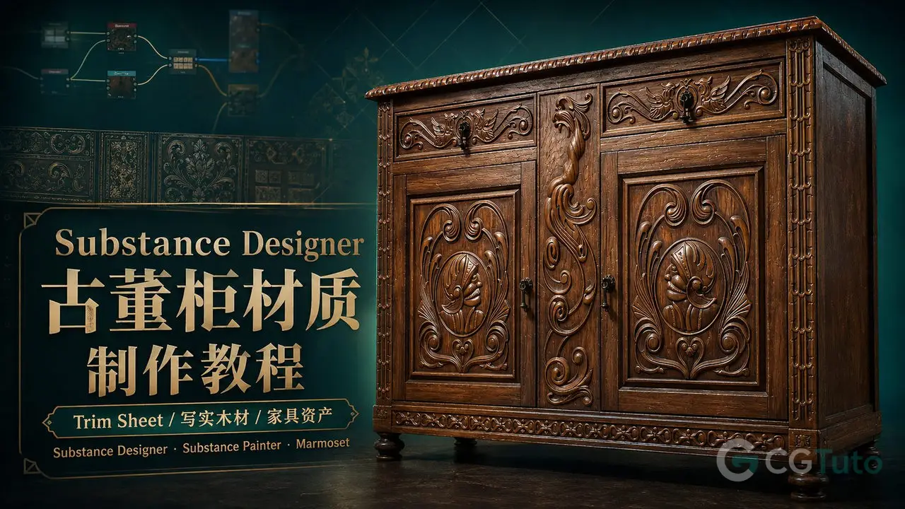 Substance Designer古董柜材质制作教程-CG Tuto