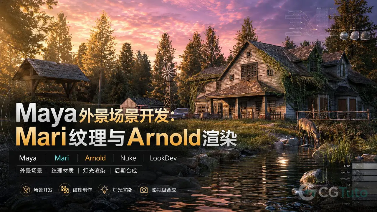 Maya外景场景开发：Mari纹理与Arnold渲染-CG Tuto
