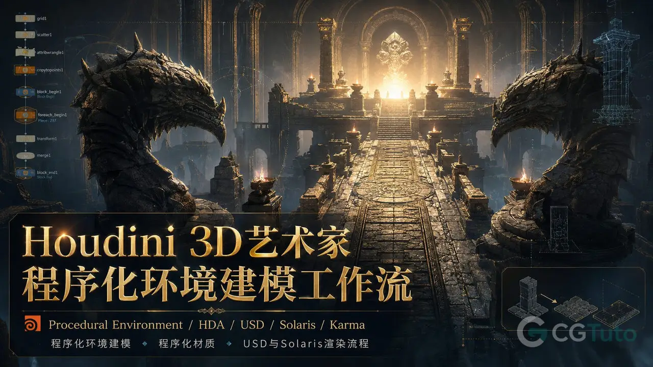 Houdini 3D艺术家程序化环境建模工作流-CG Tuto