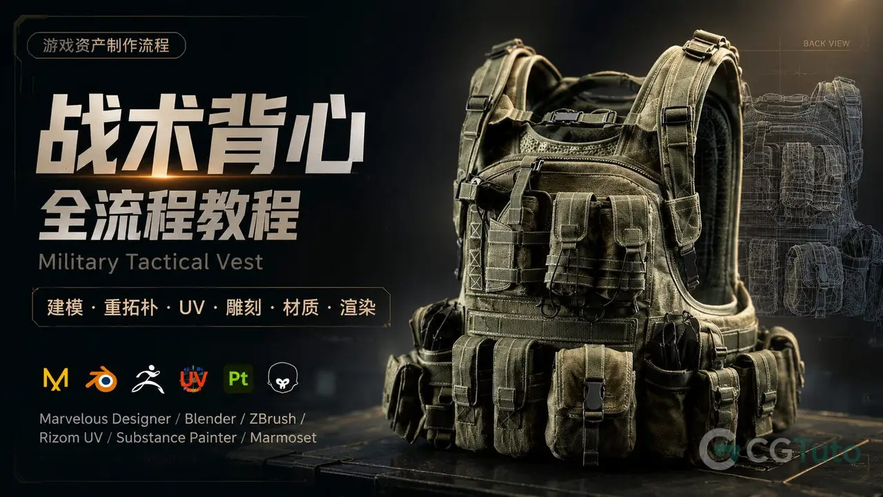 Military Tactical Vest战术背心全流程教程-CG Tuto