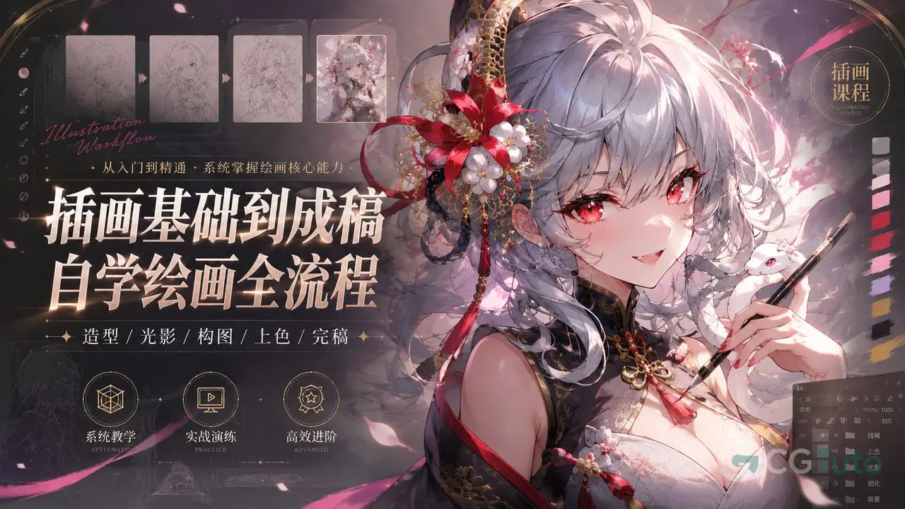 插画基础到成稿：自学绘画全流程-CG Tuto