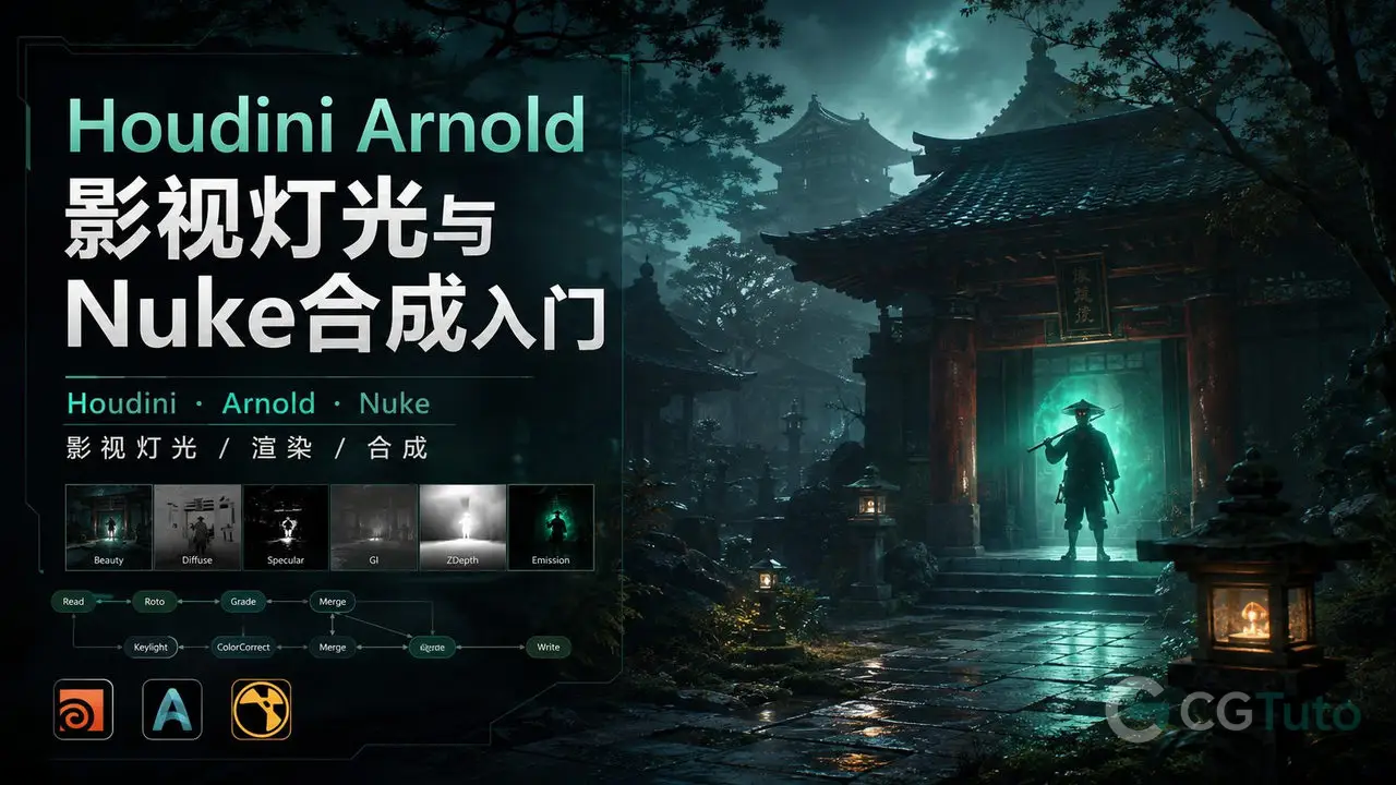 Houdini Arnold影视灯光与Nuke合成入门-CG Tuto