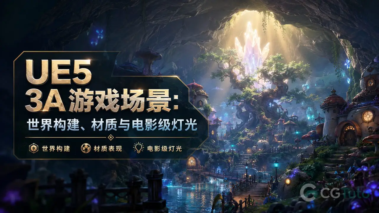 UE5 3A游戏场景：世界构建、材质与电影级灯光-CG Tuto